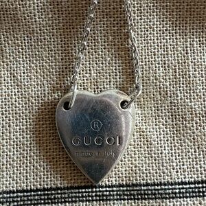 GUCCI Sterling Silver Heart Bracelet With Trademark